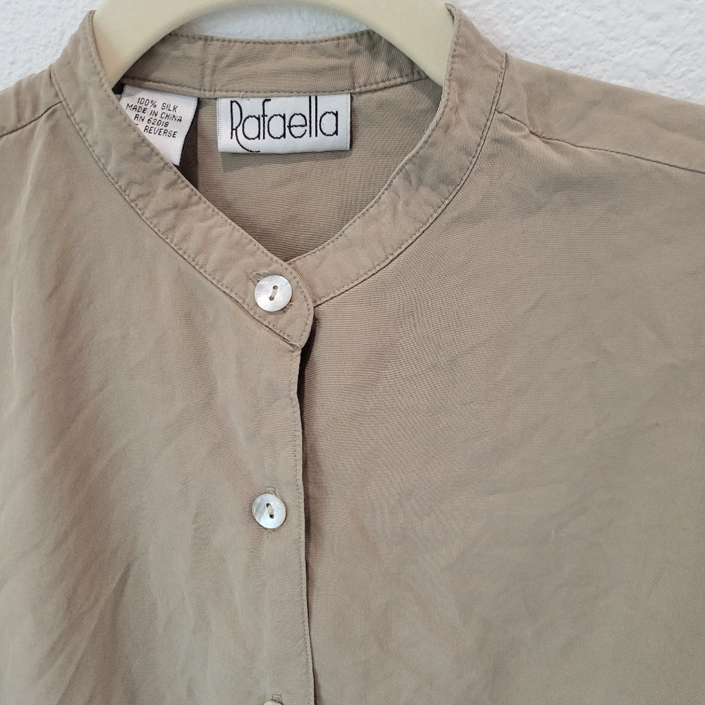 Rafaella Beige/Taupe 100% Silk Button Up Shirt Women’s M - Picture 3 of 5